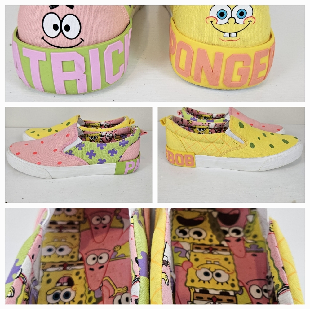 Spongebob Squarepants and Patrick Slip on Canvas Shoes Sneaker Men's Size 9.5